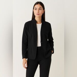 Eileen Fisher Black Blazer Jacket  Viscose Blend Workwear Minimalist Size L